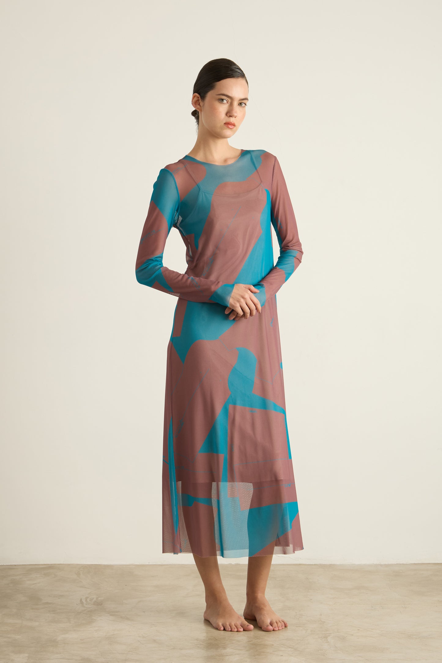 Vestido Florence Marrom/Azul